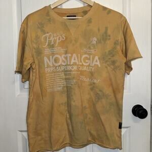 PRPS Men’s Short Sleeve Cutoff Sweatshirt Wheat Yellow Tie Dye Size‎ S Small